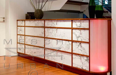 Gallery (Cabinet with marble and lighting, custom made)